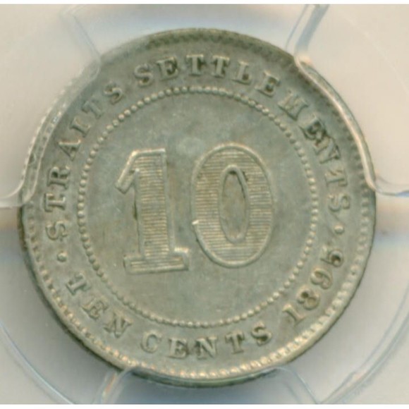 Straits Settlements -Malaysia- Victoria 1895 Silver 10 Cents AU53 PCGS - Picture 4 of 4